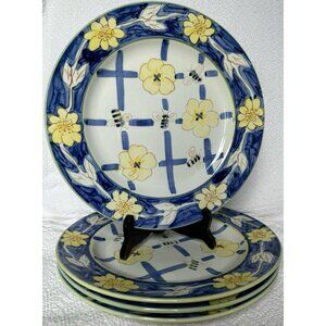 Allied Imex Honey Bee Handpainted Set of 4 Dinner Plates 10 Inch